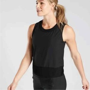 Athleta Zephyr Crop Shell Tank Solid Black Ribbed Sleeveless Top Petite XS